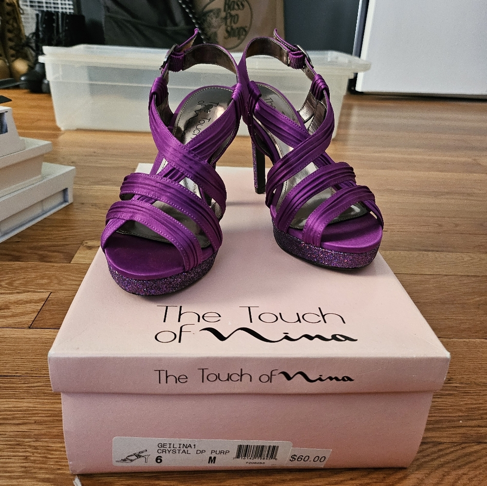 Touch of Nina Purple Strappy Platform Heels